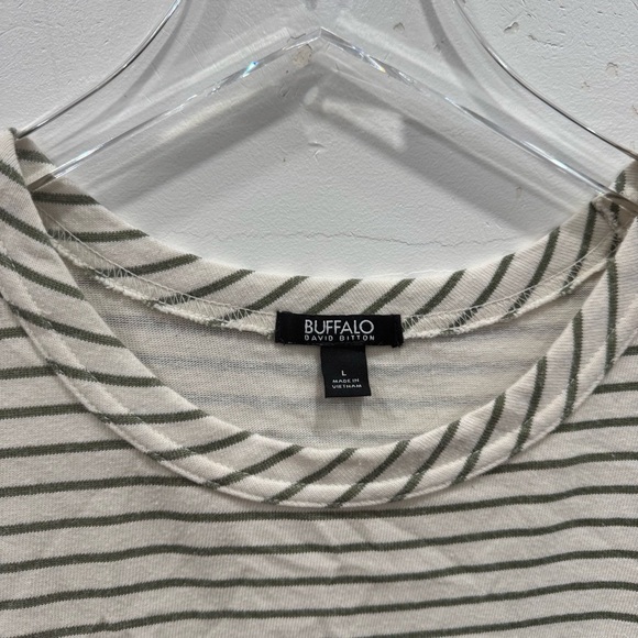 Buffalo David Bitton Green Stripe T-Shirt Dress Short Sleeve Cotton Blend Large - Picture 4 of 6